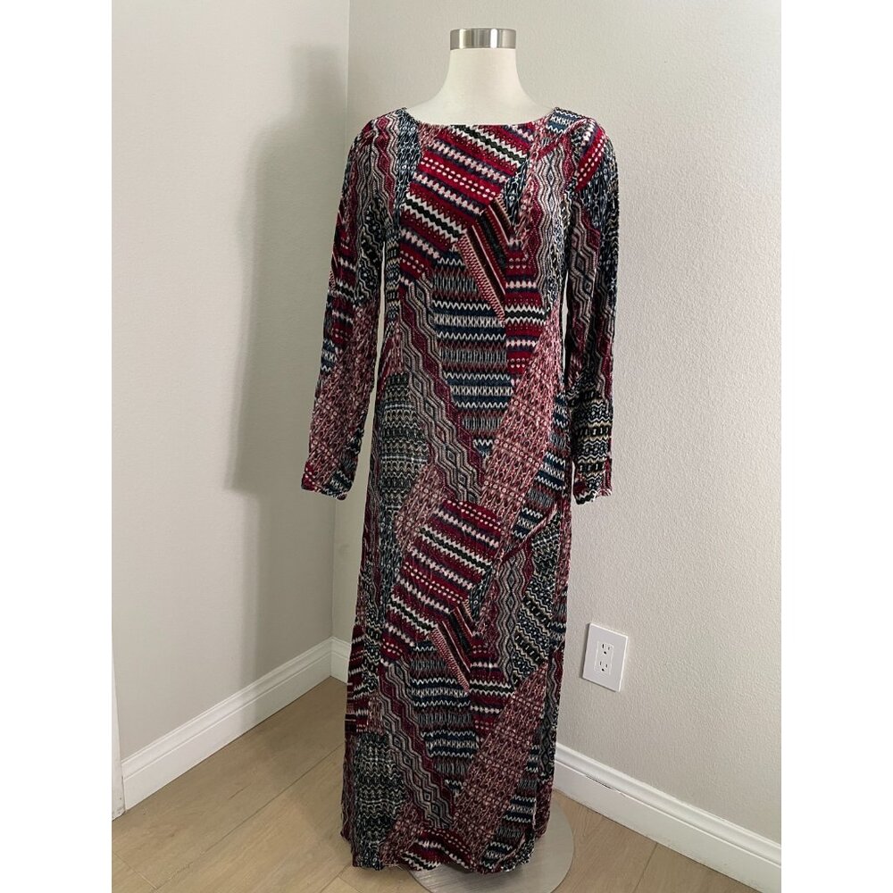 Sundance Catalog Womens 2 La Donna Velvet Geometric Print Maxi Dress Silk Boho